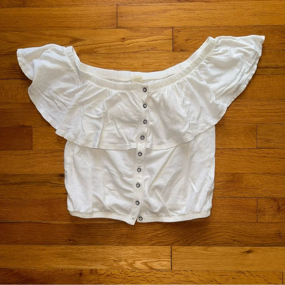 Free People Love Letter Off The Shoulder Tube Crop Top White‎ Small